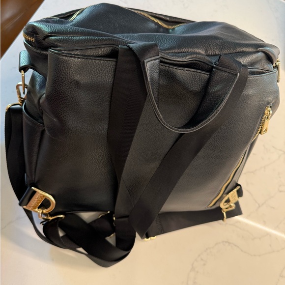 The Mini - Black – Fawn Design Fawn Design Black Baby Bag with Gold Accents
